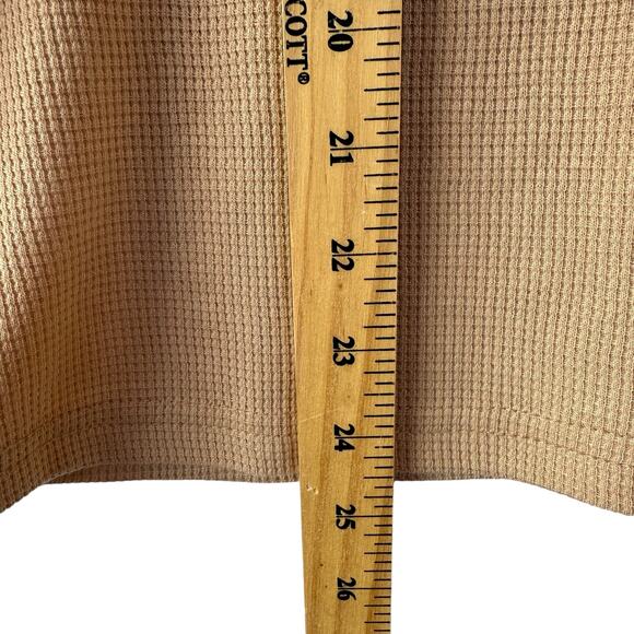 Emery Rose Boho Sleeveless Top Womens Sz M Tan Waffle Knit Crocheted Tassled - Picture 6 of 8